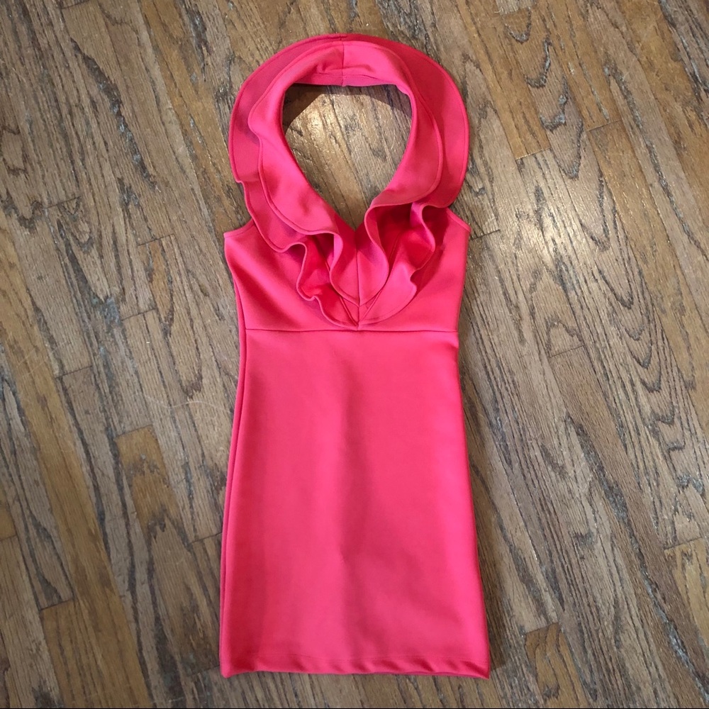 Coral halter dress